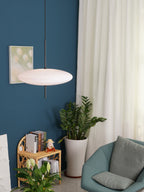 Opal Disc Pendant Light, Opalescent Shade, Black or White, E26/E27