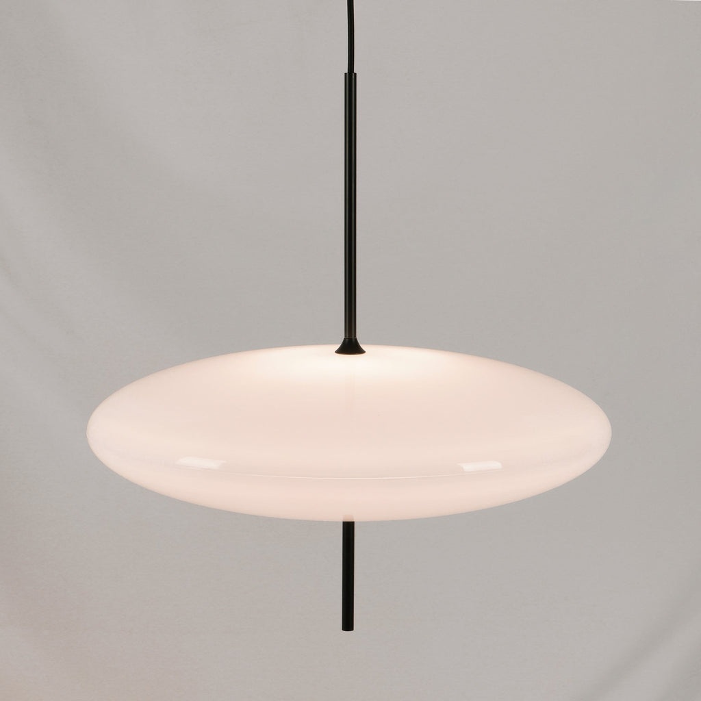 Opal Disc Pendant Light, Opalescent Shade, Black or White, E26/E27