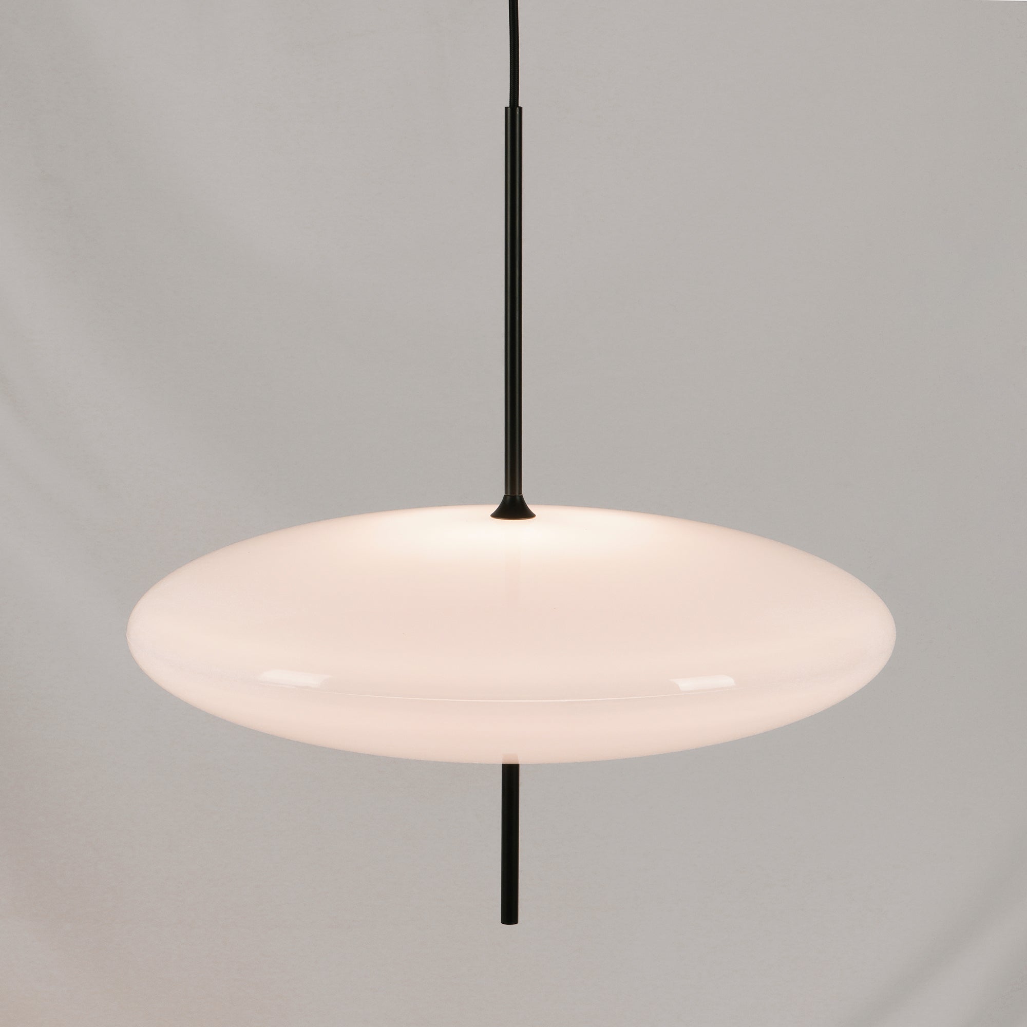 Opal Disc Pendant Light, Opalescent Shade, Black or White, E26/E27