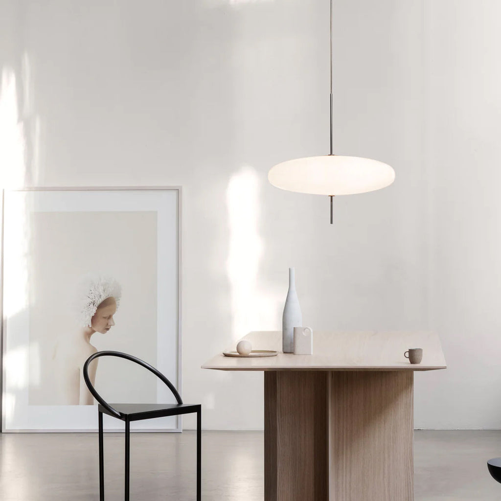 Opal Disc Pendant Light, Opalescent Shade, Black or White, E26/E27