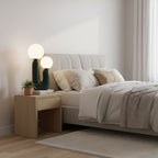 Oo Table Lamp, White Glass Globe Shade, Ceramic Body, G9, Plug-In