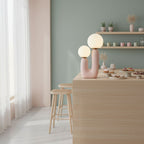 Oo Table Lamp, White Glass Globe Shade, Ceramic Body, G9, Plug-In