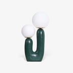 Oo Table Lamp, White Glass Globe Shade, Ceramic Body, G9, Plug-In