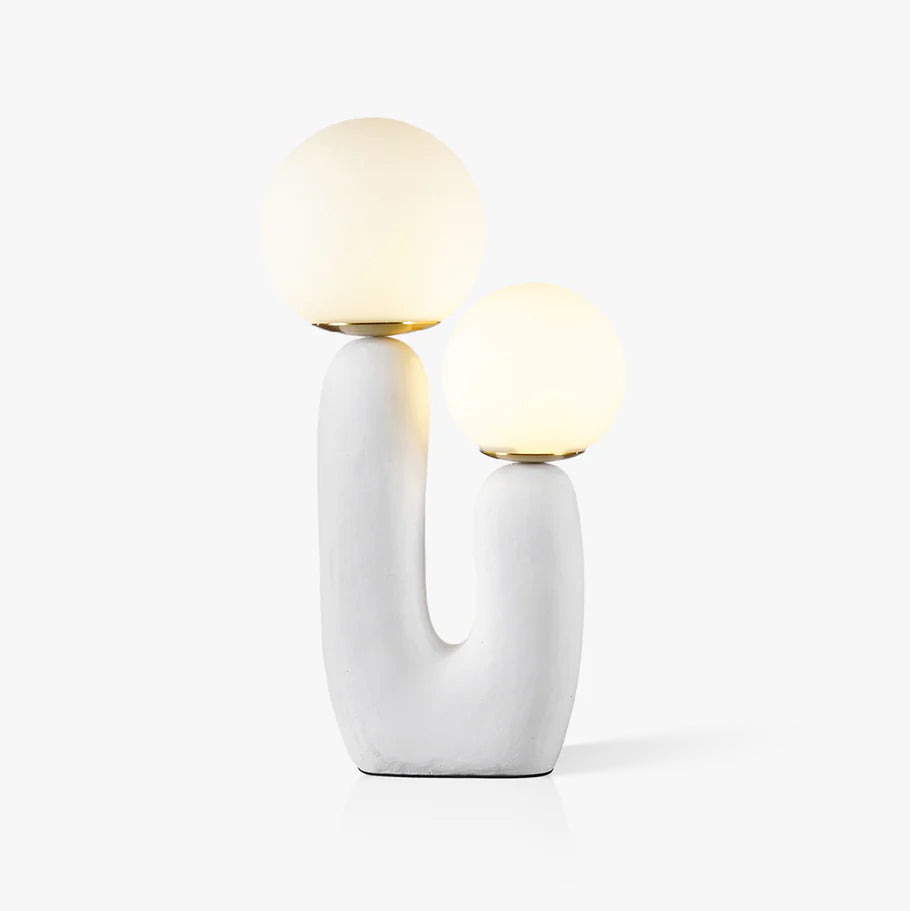 Oo Table Lamp, White Glass Globe Shade, Ceramic Body, G9, Plug-In