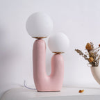 Oo Table Lamp, White Glass Globe Shade, Ceramic Body, G9, Plug-In