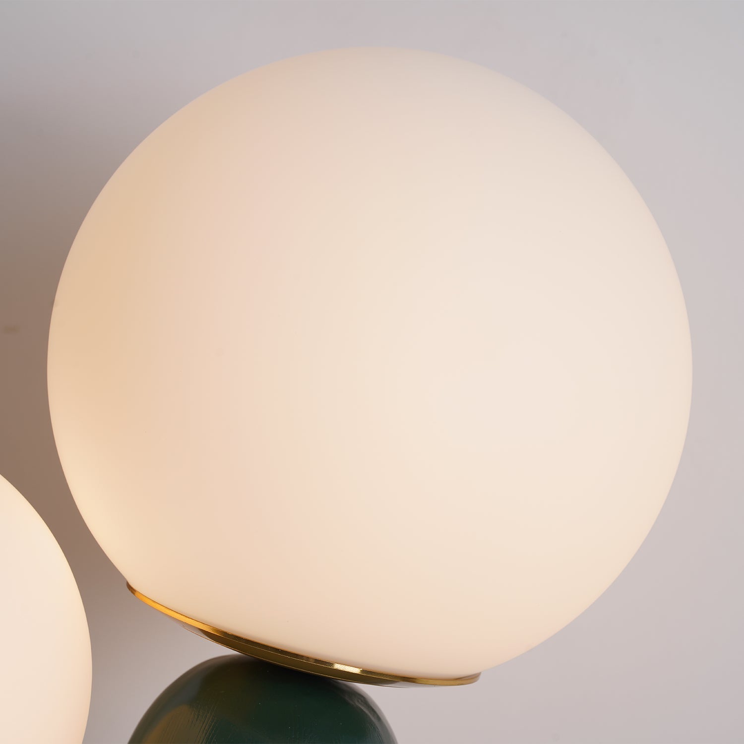 Oo Table Lamp, White Glass Globe Shade, Ceramic Body, G9, Plug-In