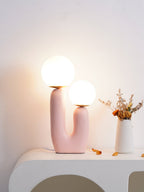 Oo Table Lamp, White Glass Globe Shade, Ceramic Body, G9, Plug-In