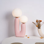 Oo Table Lamp, White Glass Globe Shade, Ceramic Body, G9, Plug-In