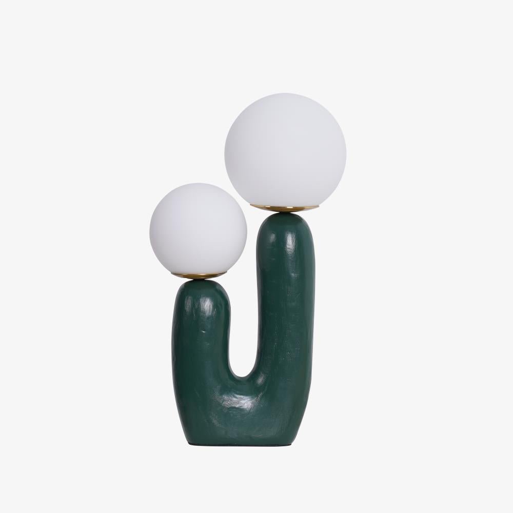 Oo Table Lamp, White Glass Globe Shade, Ceramic Body, G9, Plug-In