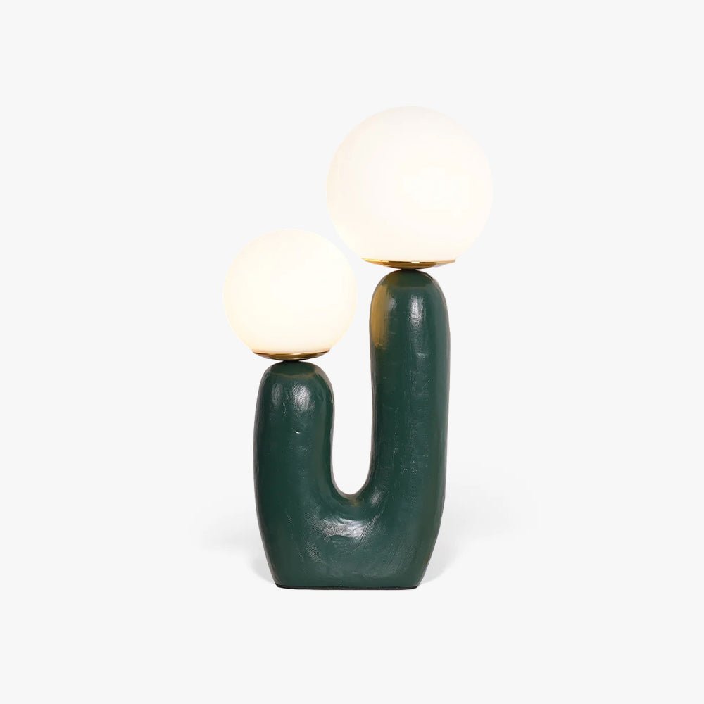 Oo Table Lamp, White Glass Globe Shade, Ceramic Body, G9, Plug-In