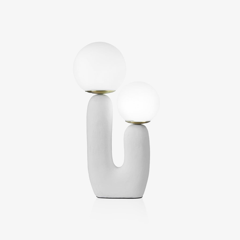 Oo Table Lamp, White Glass Globe Shade, Ceramic Body, G9, Plug-In