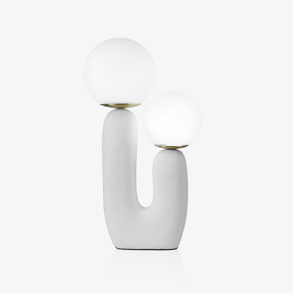 Oo Table Lamp, White Glass Globe Shade, Ceramic Body, G9, Plug-In