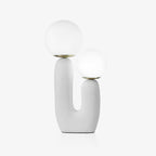 Oo Table Lamp, White Glass Globe Shade, Ceramic Body, G9, Plug-In