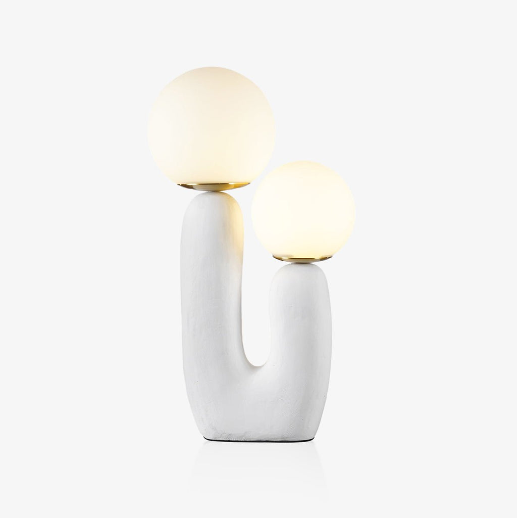 Oo Table Lamp, White Glass Globe Shade, Ceramic Body, G9, Plug-In
