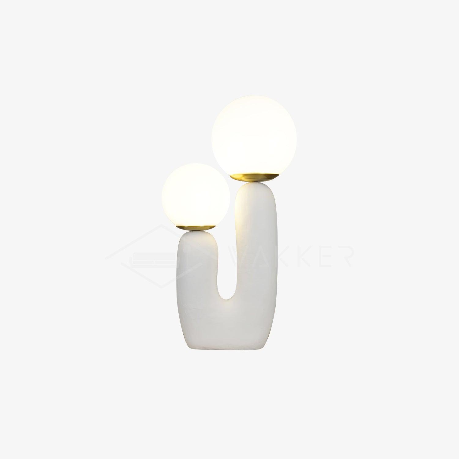 Oo Table Lamp, White Glass Globe Shade, Ceramic Body, G9, Plug-In