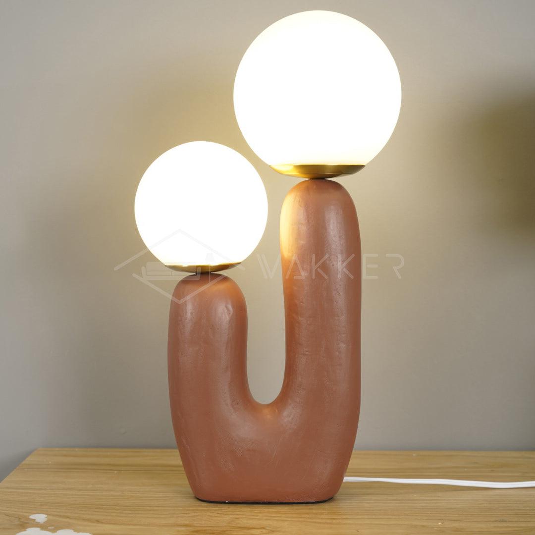Oo Table Lamp, White Glass Globe Shade, Ceramic Body, G9, Plug-In