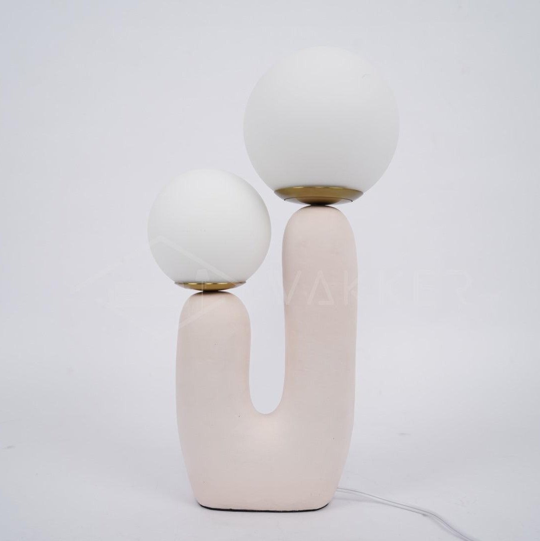 Oo Table Lamp, White Glass Globe Shade, Ceramic Body, G9, Plug-In