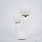 Oo Table Lamp, White Glass Globe Shade, Ceramic Body, G9, Plug-In