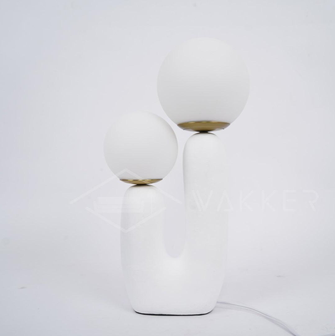 Oo Table Lamp, White Glass Globe Shade, Ceramic Body, G9, Plug-In