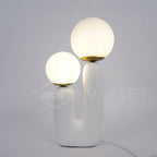 Oo Table Lamp, White Glass Globe Shade, Ceramic Body, G9, Plug-In
