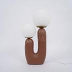 Oo Table Lamp, White Glass Globe Shade, Ceramic Body, G9, Plug-In