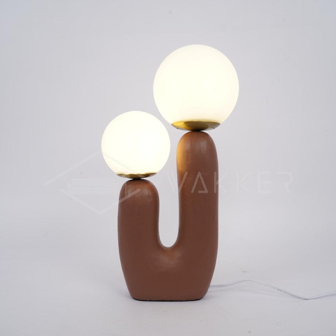Oo Table Lamp, White Glass Globe Shade, Ceramic Body, G9, Plug-In