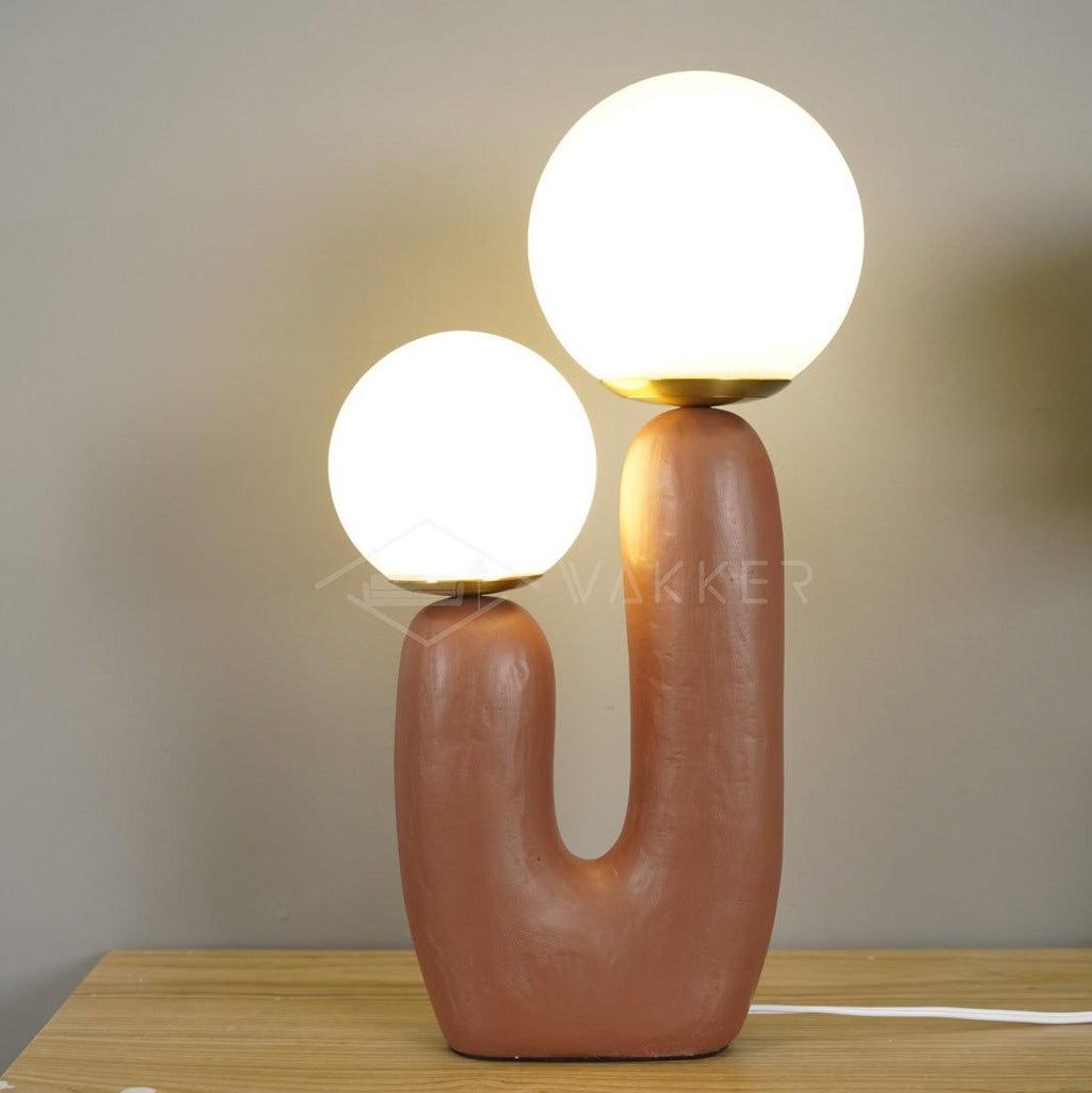 Oo Table Lamp, White Glass Globe Shade, Ceramic Body, G9, Plug-In