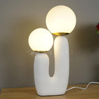 Oo Table Lamp, White Glass Globe Shade, Ceramic Body, G9, Plug-In