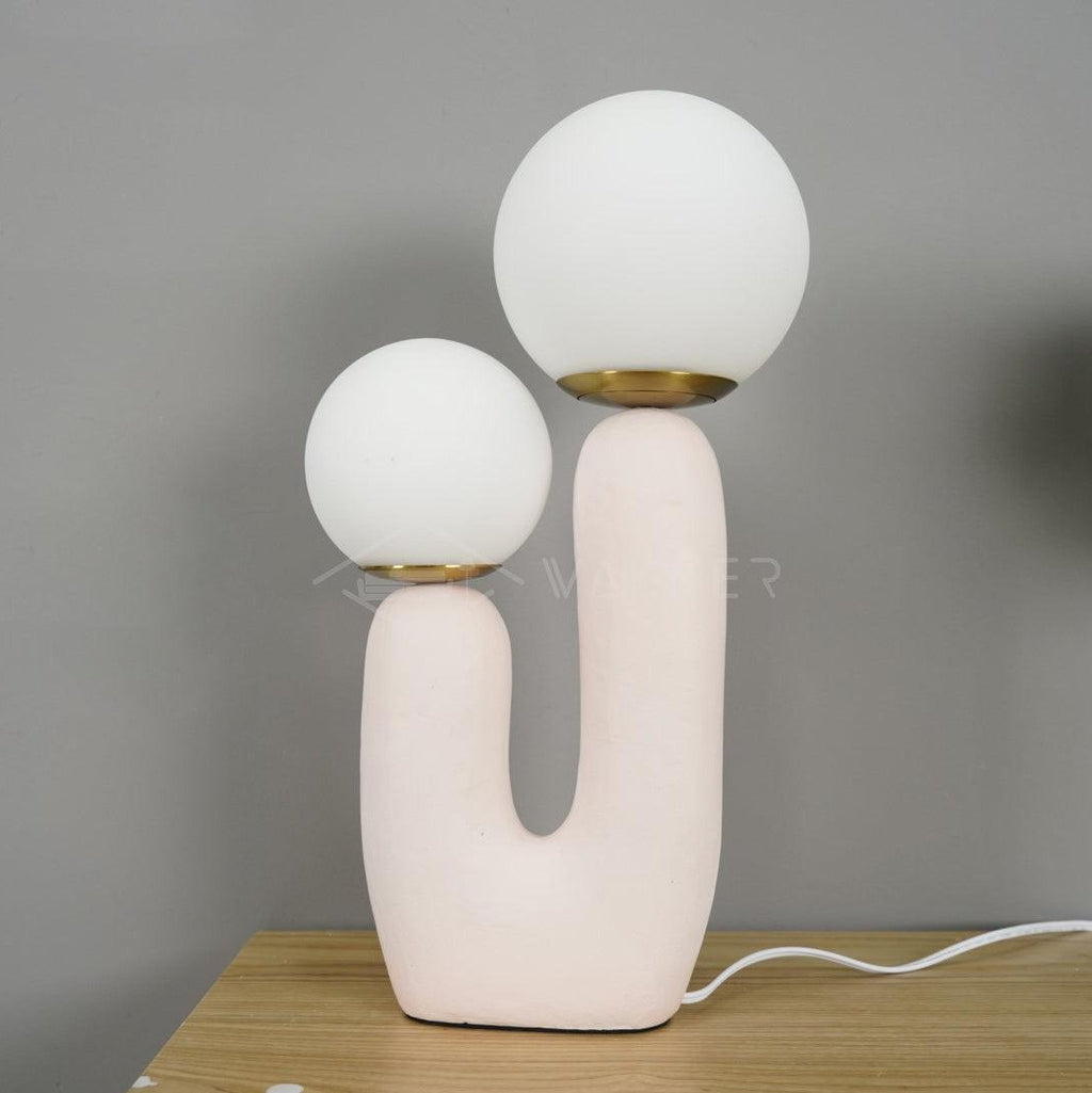 Oo Table Lamp, White Glass Globe Shade, Ceramic Body, G9, Plug-In