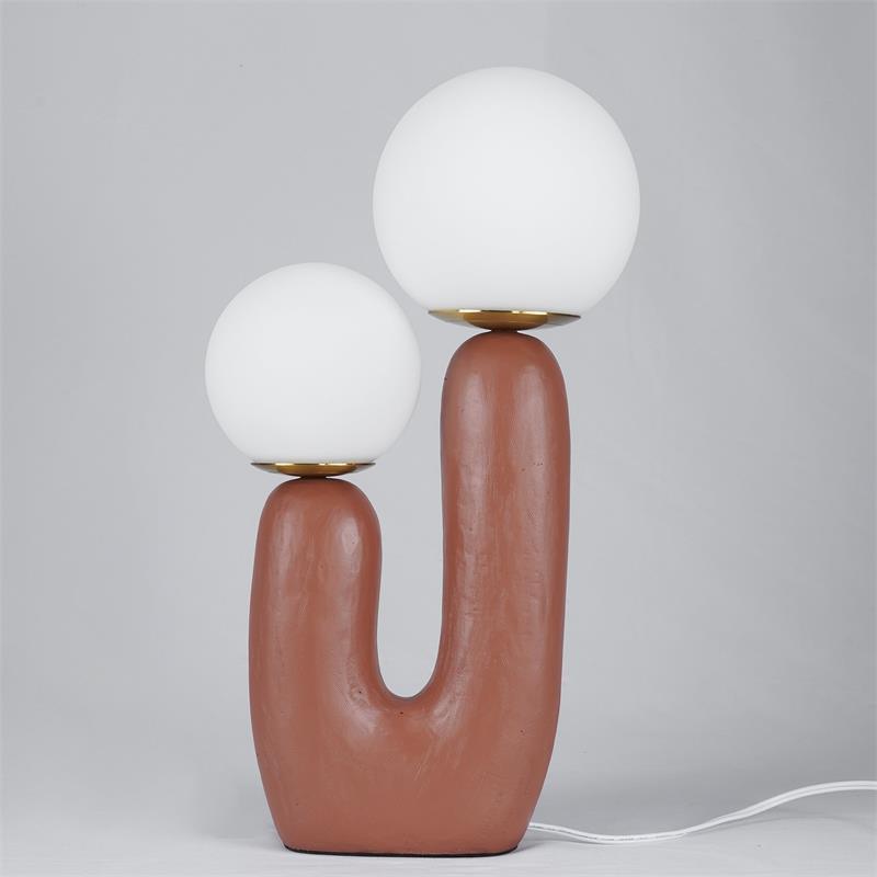 Oo Table Lamp, White Glass Globe Shade, Ceramic Body, G9, Plug-In