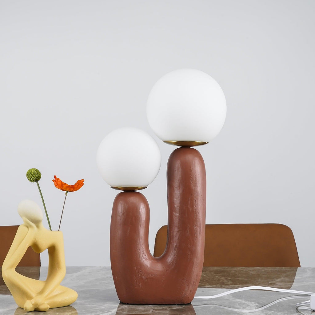 Oo Table Lamp, White Glass Globe Shade, Ceramic Body, G9, Plug-In