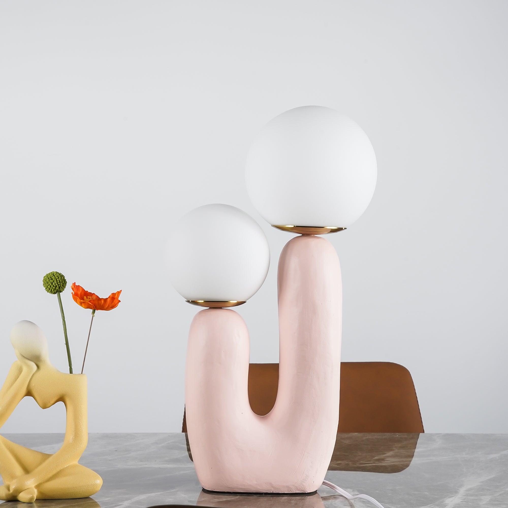 Oo Table Lamp, White Glass Globe Shade, Ceramic Body, G9, Plug-In