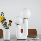 Oo Table Lamp, White Glass Globe Shade, Ceramic Body, G9, Plug-In