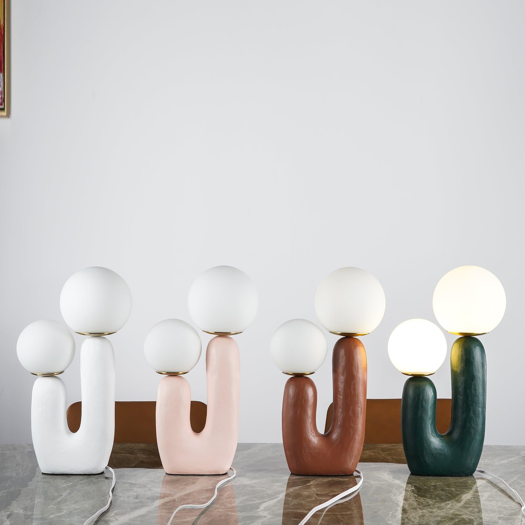 Oo Table Lamp, White Glass Globe Shade, Ceramic Body, G9, Plug-In