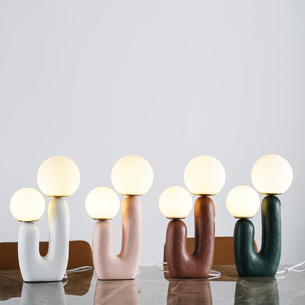 Oo Table Lamp, White Glass Globe Shade, Ceramic Body, G9, Plug-In