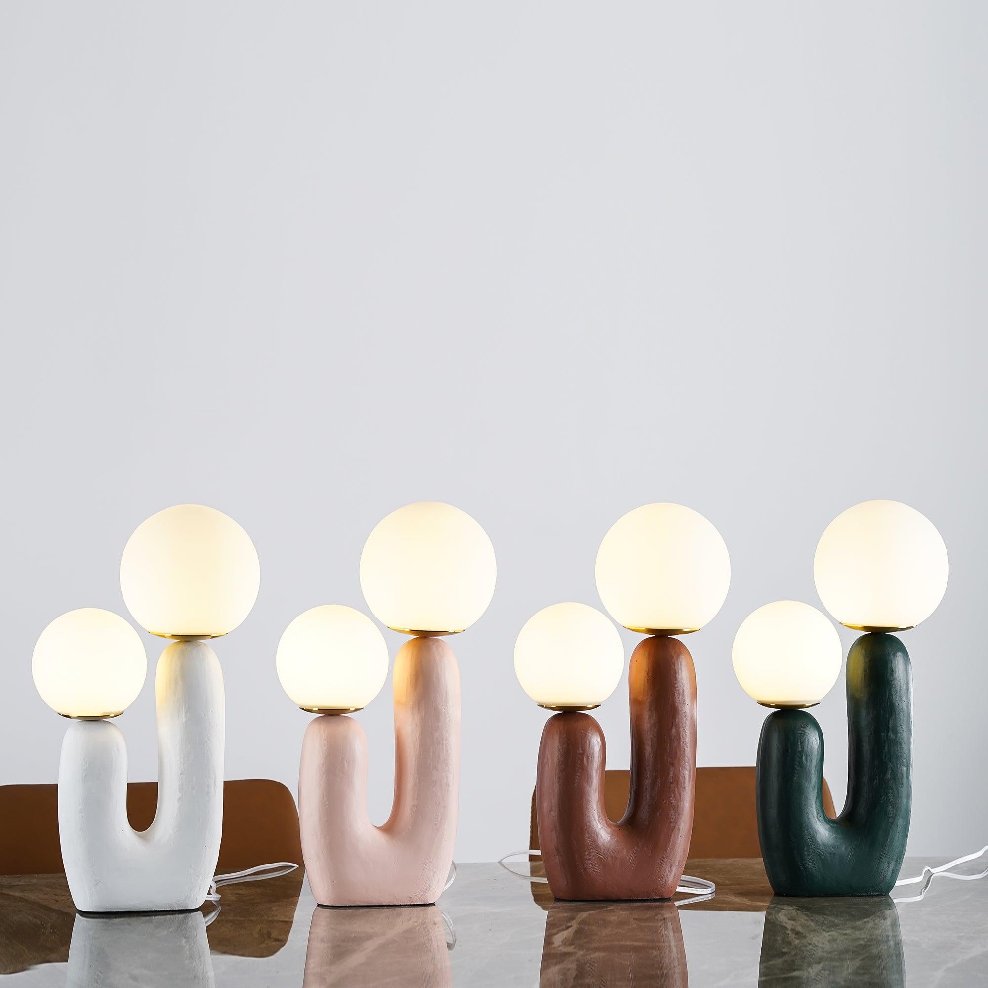 Oo Table Lamp, White Glass Globe Shade, Ceramic Body, G9, Plug-In