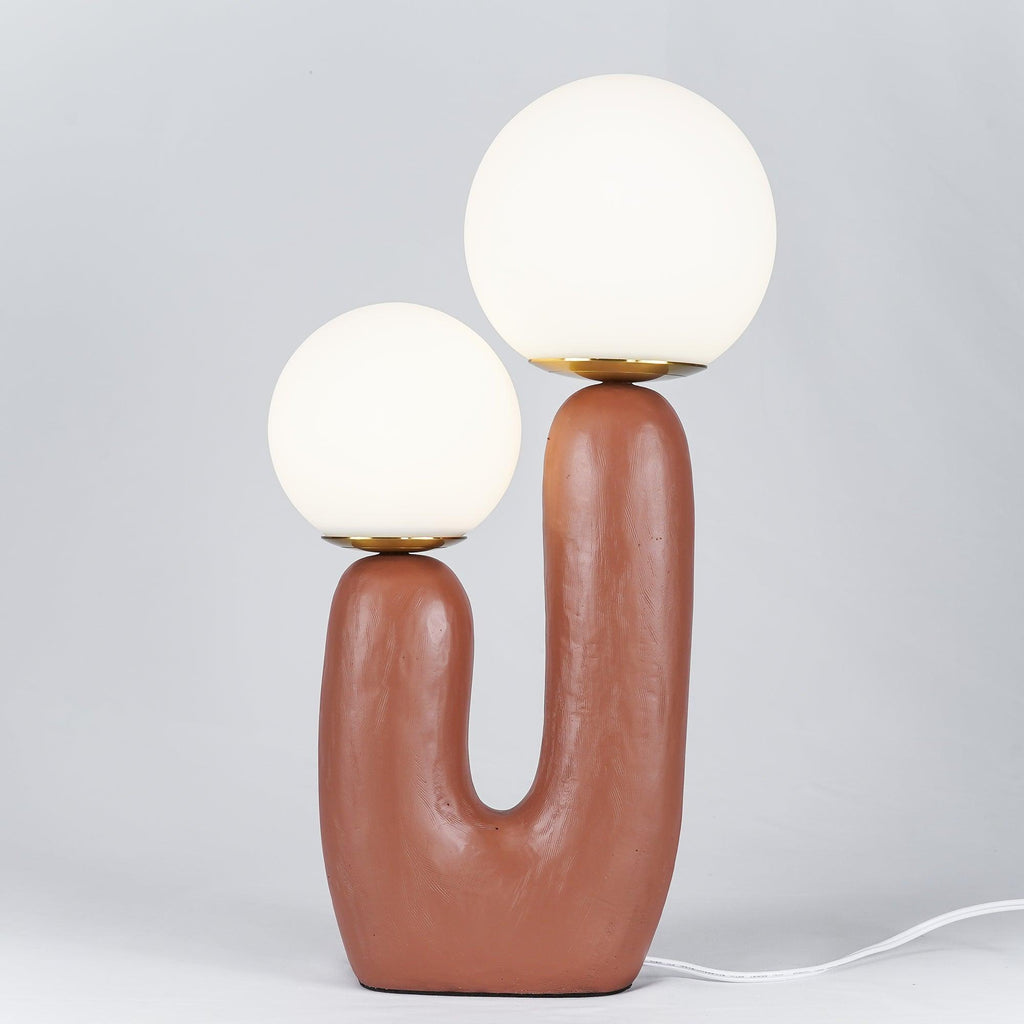 Oo Table Lamp, White Glass Globe Shade, Ceramic Body, G9, Plug-In