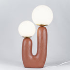Oo Table Lamp, White Glass Globe Shade, Ceramic Body, G9, Plug-In