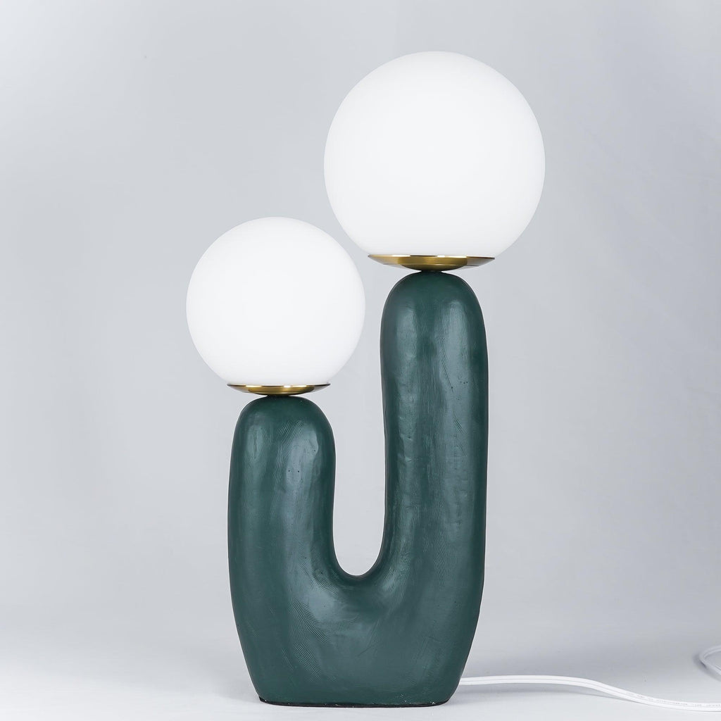 Oo Table Lamp, White Glass Globe Shade, Ceramic Body, G9, Plug-In
