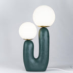 Oo Table Lamp, White Glass Globe Shade, Ceramic Body, G9, Plug-In