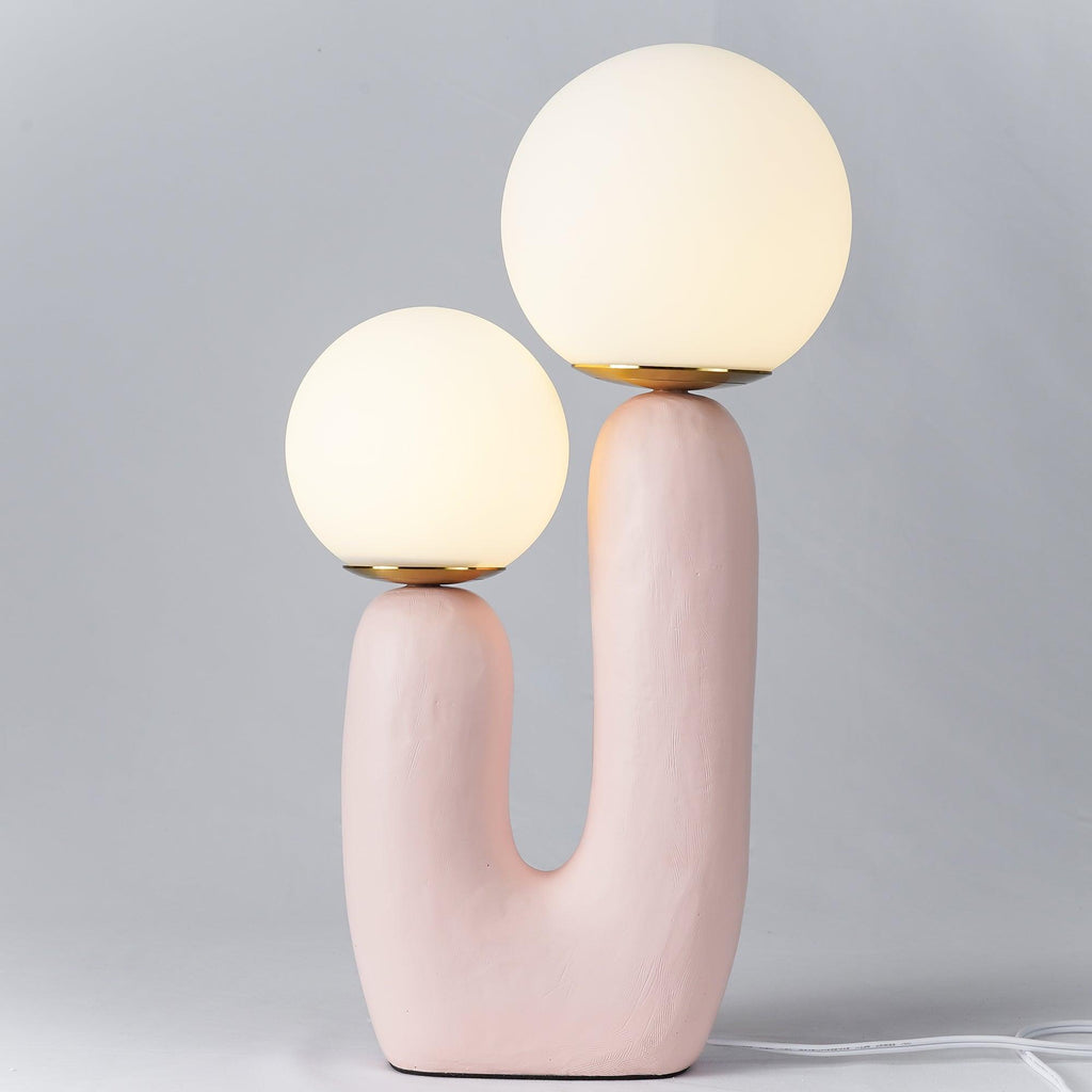 Oo Table Lamp, White Glass Globe Shade, Ceramic Body, G9, Plug-In