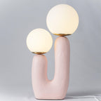 Oo Table Lamp, White Glass Globe Shade, Ceramic Body, G9, Plug-In