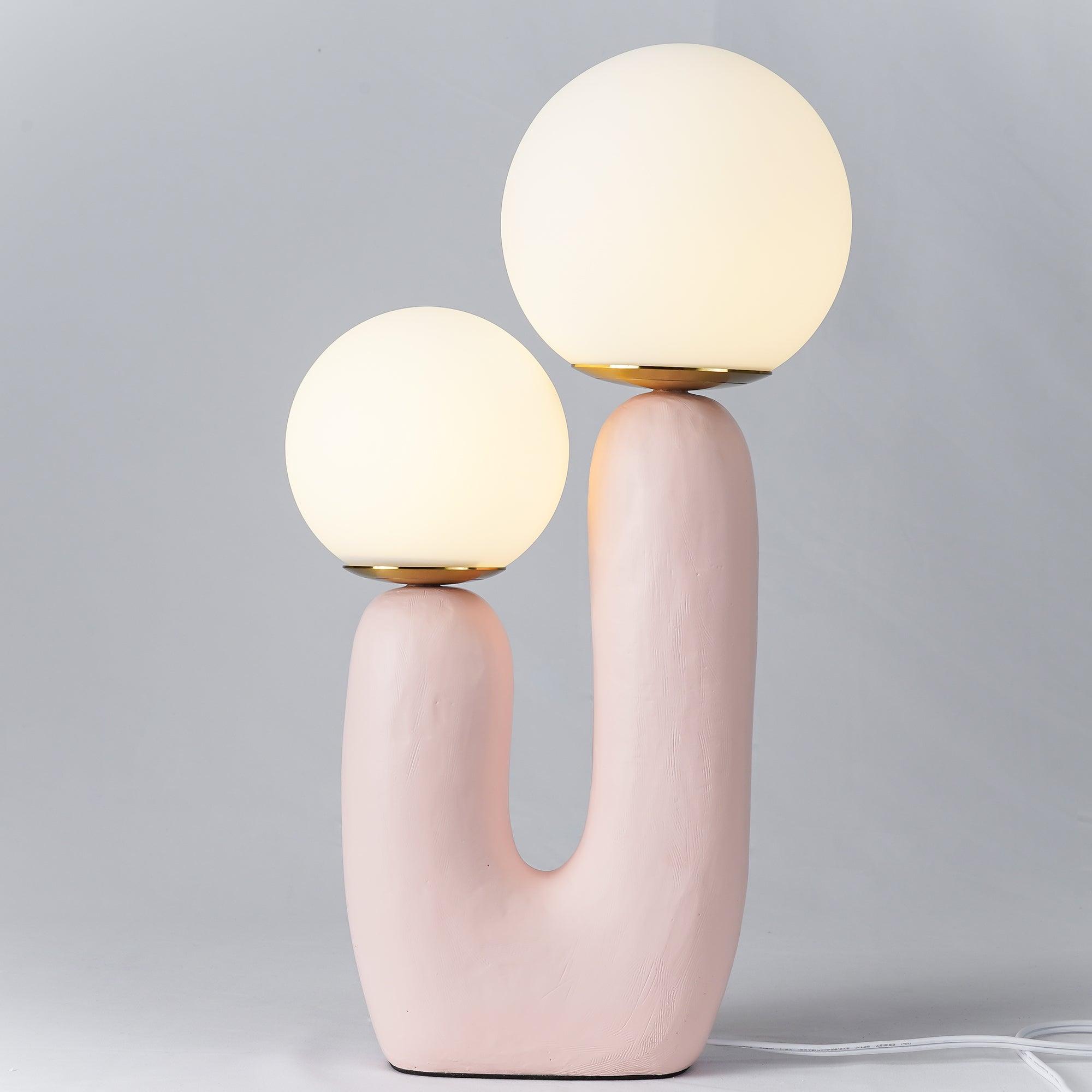 Oo Table Lamp, White Glass Globe Shade, Ceramic Body, G9, Plug-In