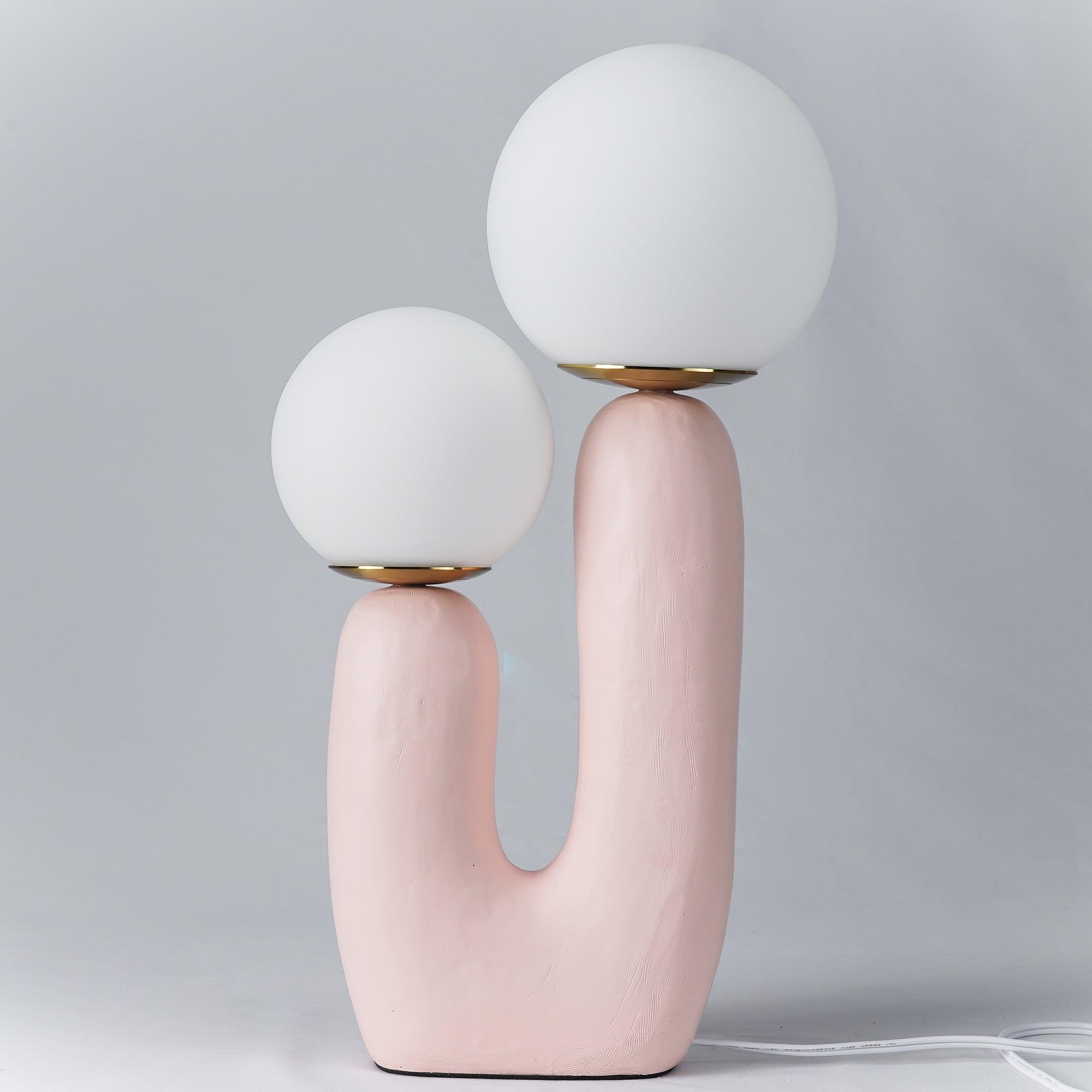Oo Table Lamp, White Glass Globe Shade, Ceramic Body, G9, Plug-In