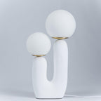 Oo Table Lamp, White Glass Globe Shade, Ceramic Body, G9, Plug-In
