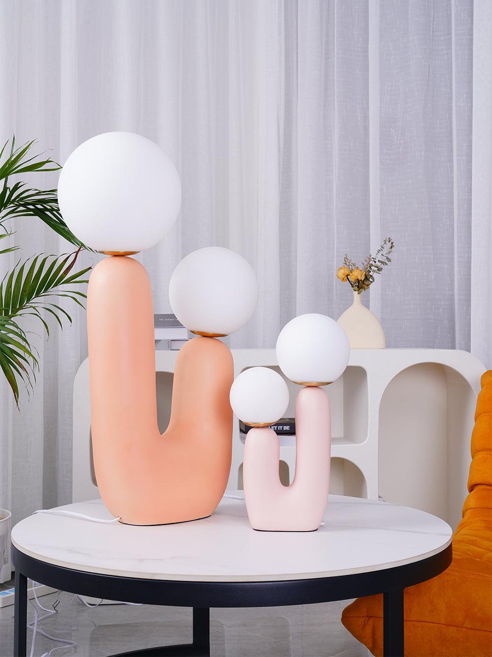 Oo Table Lamp, White Glass Globe Shade, Ceramic Body, G9, Plug-In