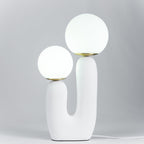 Oo Table Lamp, White Glass Globe Shade, Ceramic Body, G9, Plug-In