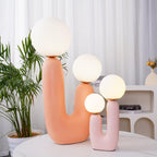 Oo Table Lamp, White Glass Globe Shade, Ceramic Body, G9, Plug-In