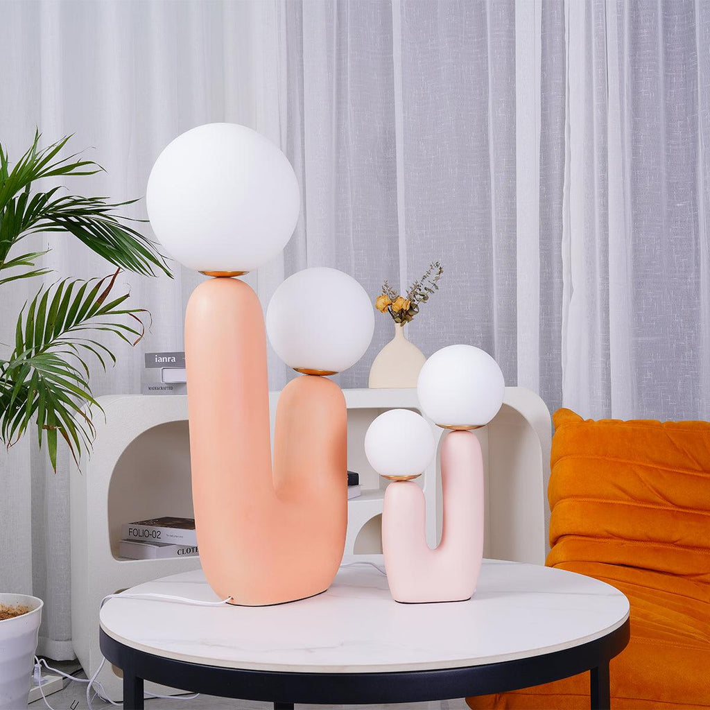 Oo Table Lamp, White Glass Globe Shade, Ceramic Body, G9, Plug-In