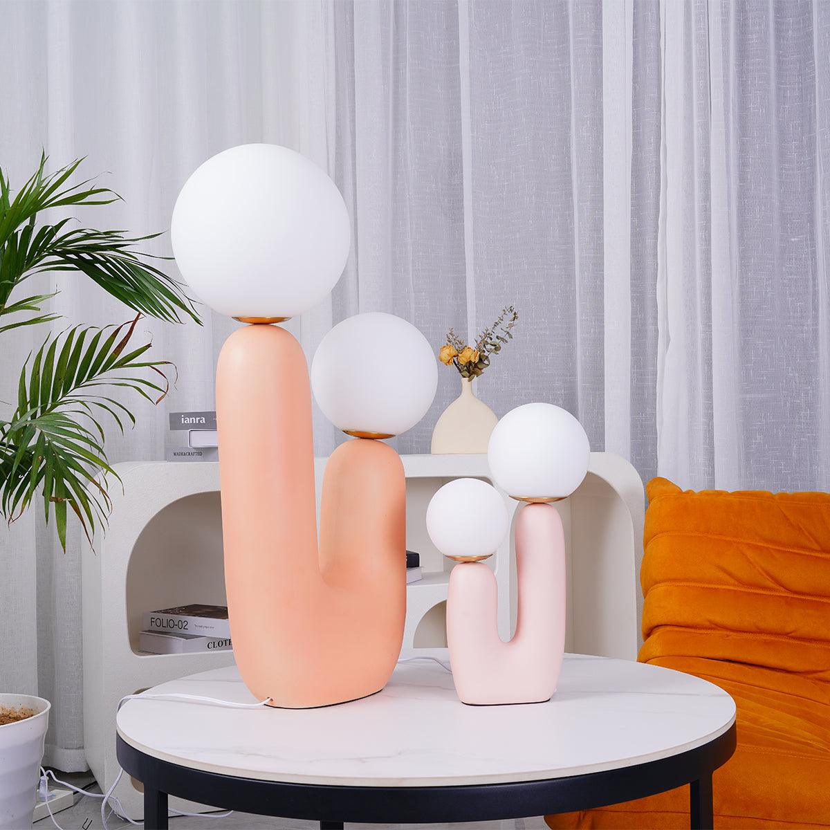 Oo Table Lamp, White Glass Globe Shade, Ceramic Body, G9, Plug-In